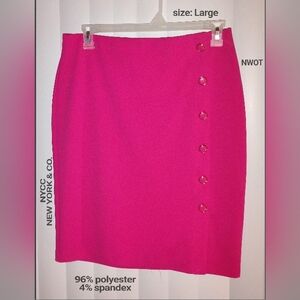 New York CLOTHING COMPANY Women Midi Pencil Skirt Pink Button Accent Stretch
